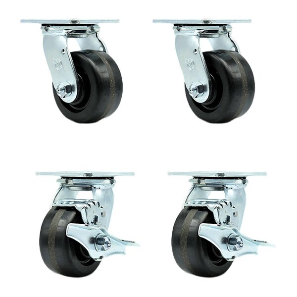 Tool Box Caster Wheel Set 4'' Phenolic Swivel Casters, 4PK